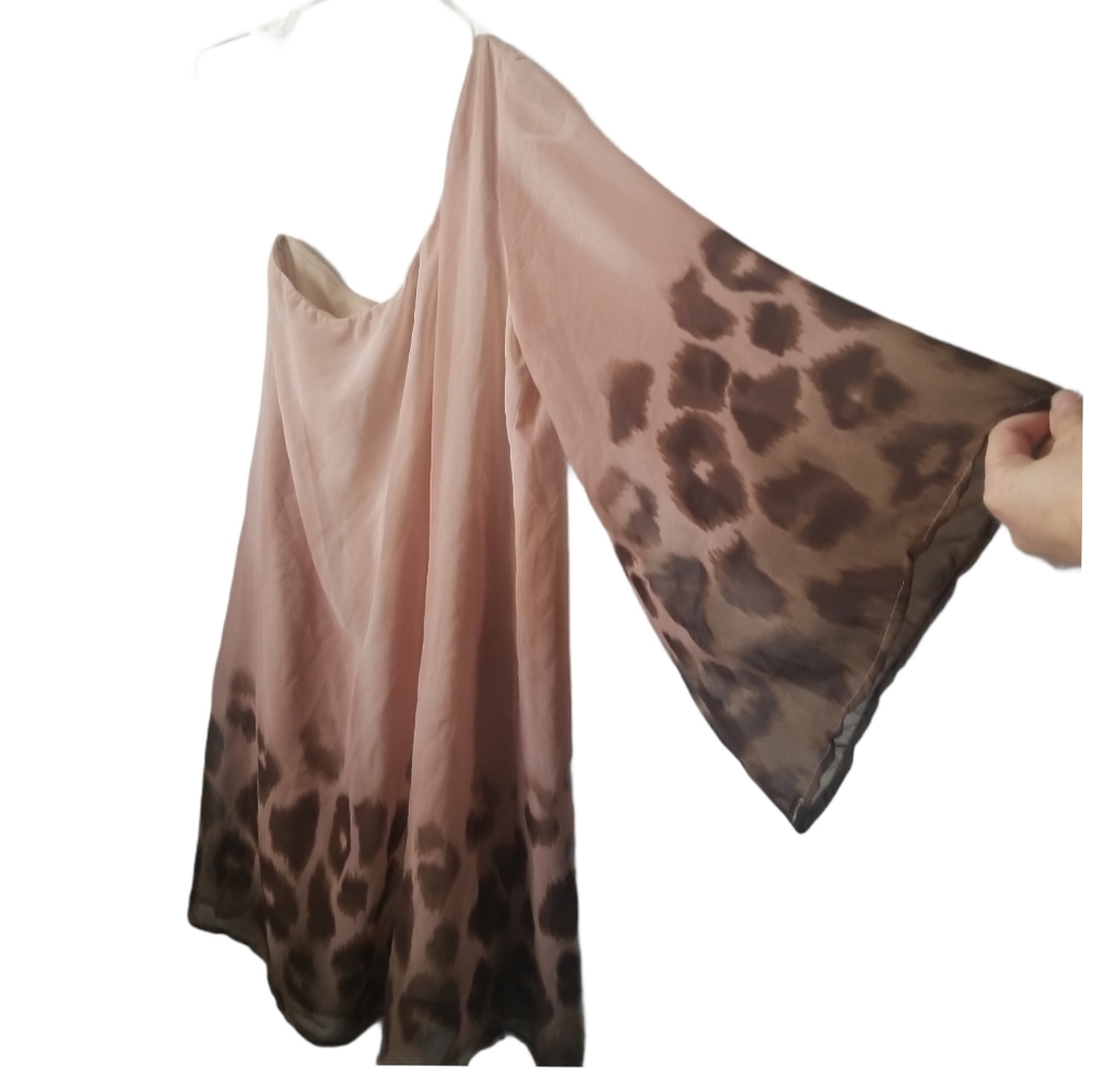 Voxx women's asymmetrical one sleeve animal Print blouse
